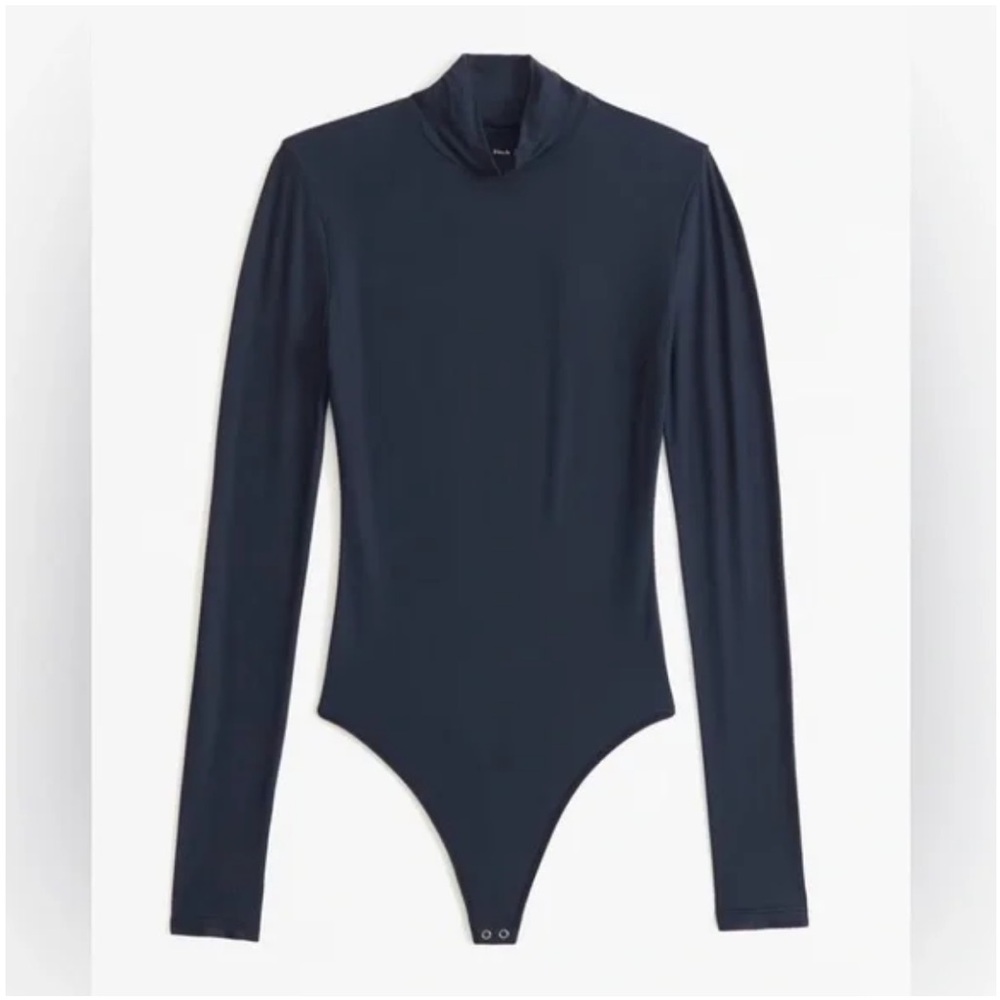 Navy Soft Matte Seamless Long-Sleeve Mockneck Bodysuit